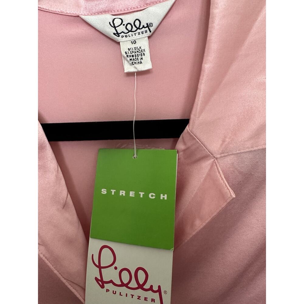 lilly pulitzer CHARLA SHIRT Size 10 91%Silk 9%Spandex Color PHIPPS PINK - Picture 9 of 10